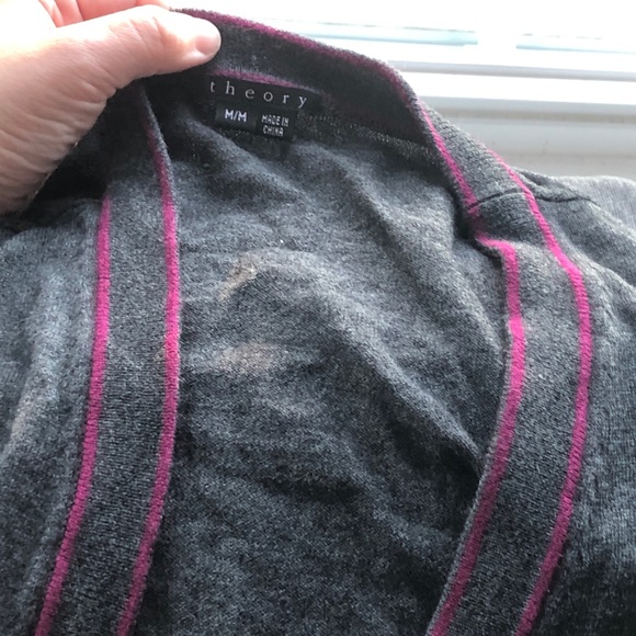 Great condition Theory gray sweater w/ purple - Picture 2 of 8